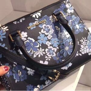 Michael Kors Navy small Floral Satchel